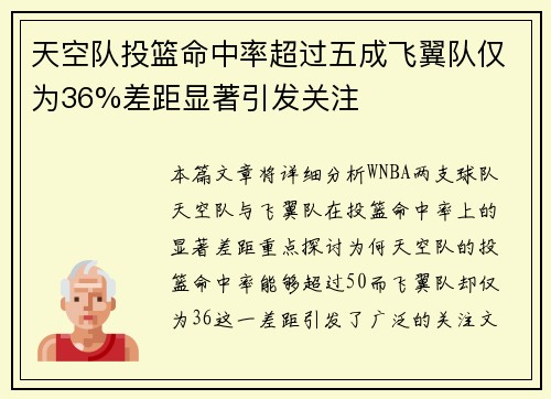 天空队投篮命中率超过五成飞翼队仅为36%差距显著引发关注